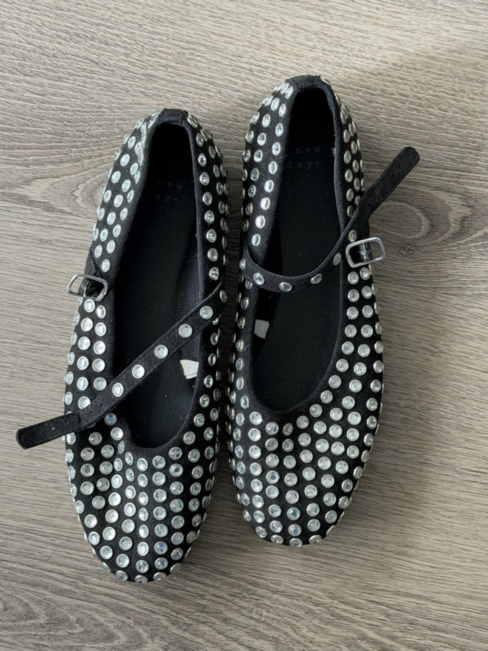 Black Mary Jane Flats with Silver Studs